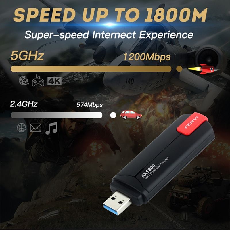 WiFi 6 1800m - Adaptateur WiFi 2.4G/5GHz double bande 802.11... - 2
