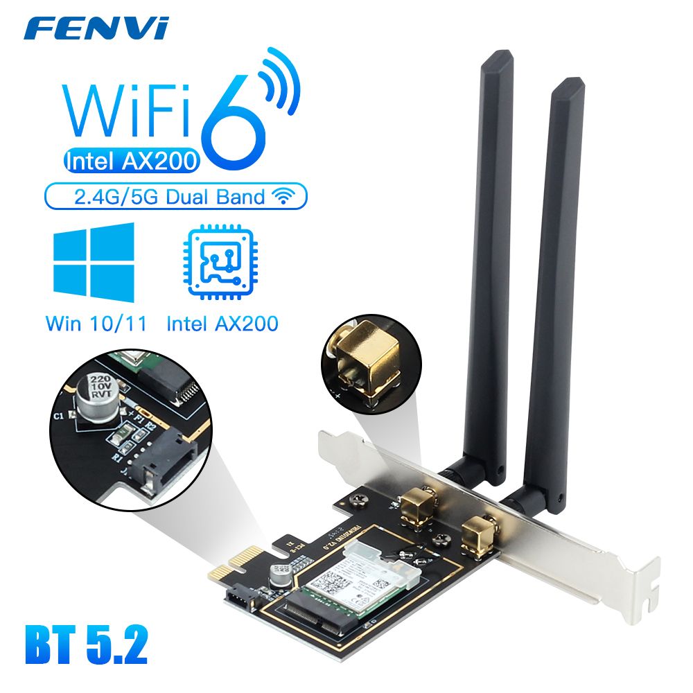 WiFi 6 PCE-AX200 - Adaptateur Wi-fi 6e Intel Ax210, 5374/5/6...