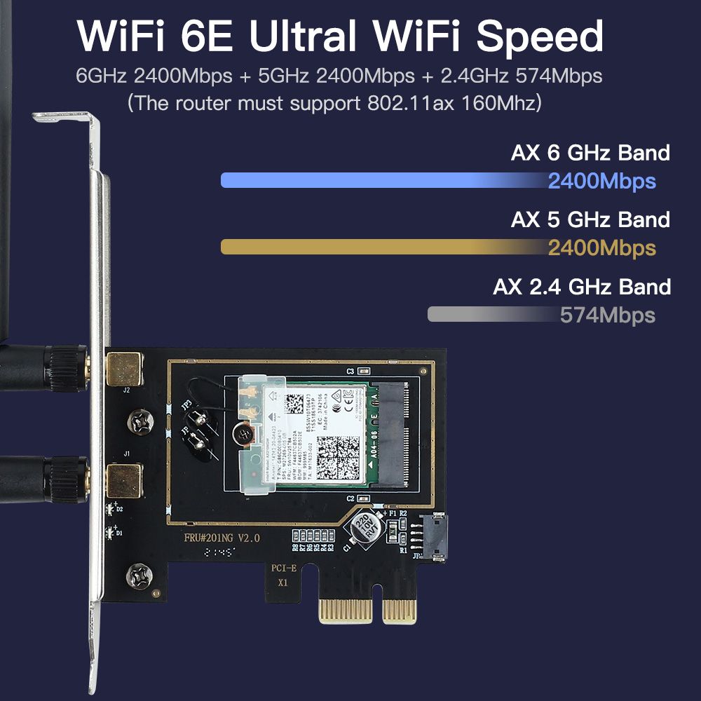 WiFi 6 PCE-AX200 - Adaptateur Wi-fi 6e Intel Ax210, 5374/5/6... - 4