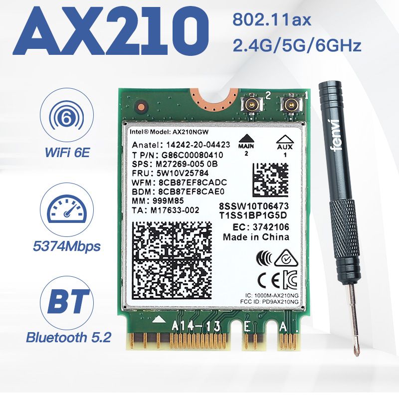 Intel ax210 - Adaptateur Wi-fi 6e Intel Ax210 Pcie Sans Fil,...
