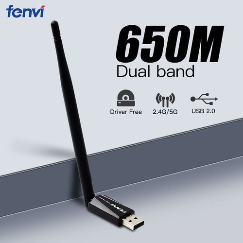 Carte 650m USB2.0 - adaptateur WiFi Bnad double, 1300Mbps, 802.11ac, Dongle Wlan 2.4g/5g, carte sans fil pour windows 7/8/10/Mac OS pour ordinateur portable/bureau