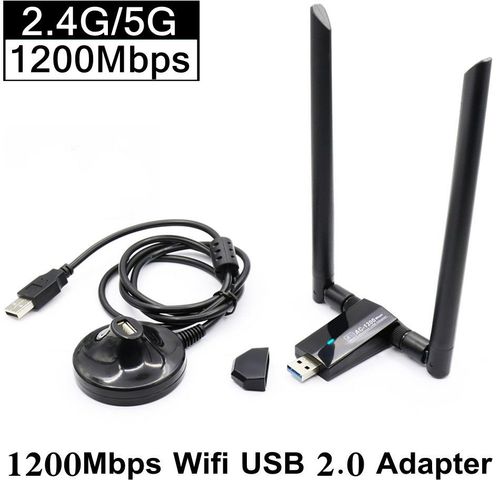 Noir - Adaptateur Wifi Sans Fil Usb 3.0, 1200mbps, Dongle 2.4g/5g, Signal Longue Portée Stable, Pour Windows Xp/10/8/7