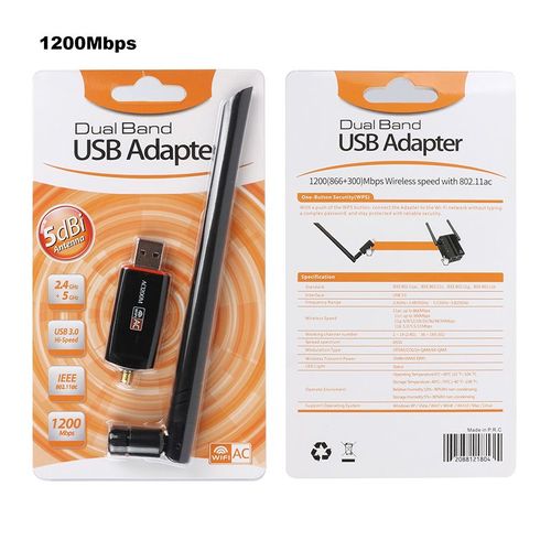Modèle de 1200 Mbps A - Adaptateur Wifi USB Dongle carte réseau sans fil récepteur Ethernet 5G double bande, carte réseau 802.11n/g/a/ac pilote gratuit