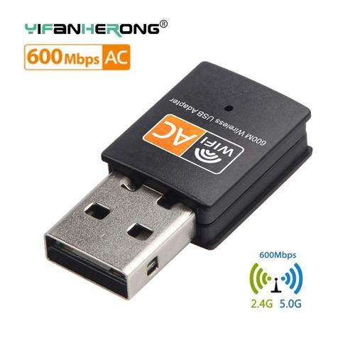 Adaptateur WiFi USB sans fil, 600Mbps, dongle PC, carte réseau pour touristes, bande 5 mesurz, récepteur Ethernet Lan