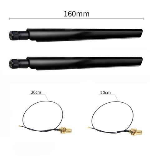 Ensemble d'antennes - Câble D'extension Double Bande M.2 Ipex Mhf4 U.fl Pour Intel Ax210 Ax200 2.4, 2 X 5dbi Rp-sma Ghz 5ghz, Extension De Câble À Wifi 9260 Pigtail