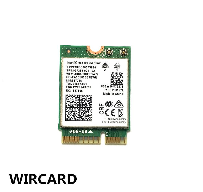 Carte Double Bande Wi-fi Ac 9560, 2x2, Bt 2.4, Pour Intel 95... - 2
