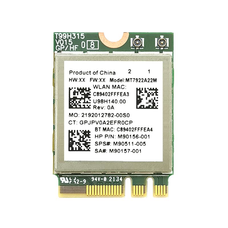MT7922 - Carte Lan Wi-fi 6e Mt7922, 2400 Mb/s, M.2 Ngff, San...