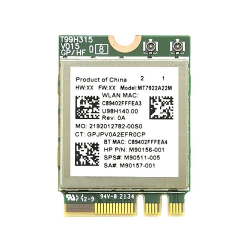MT7922 - Carte Lan Wi-fi 6e Mt7922, 2400 Mb/s, M.2 Ngff, Sans Fil, Bluetooth 5.2, Adaptateur Réseau 802.11ax, Mt7921 D'occasion