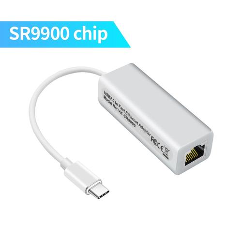 SR9900 - Carte réseau filaire USB Type C vers Ethernet RJ45, super vitesse, adaptateur PC, 2.0 Mbps, Windows 7