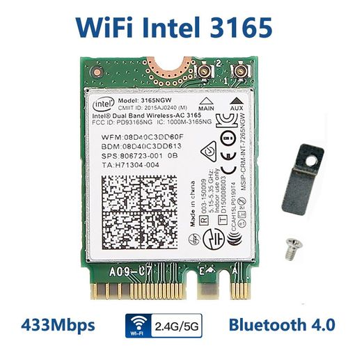 Intel 3165 - Carte réseau Intel 600 wi fi 802.11ac, 3165 mb/s, Bluetooth 4.0, double bande, 2.4/5Ghz, 3165NGW, adaptateur pour ordinateur portable