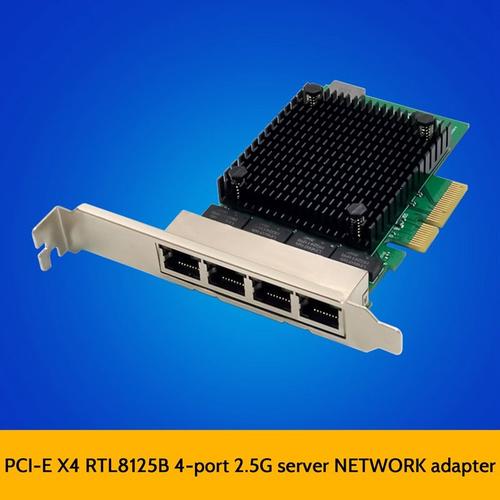 vert - Carte Réseau Gigabit X4 2.5g, 4 Ports Ethernet, Rtl8125b, Pour Serveur Et Ordinateur De Bureau