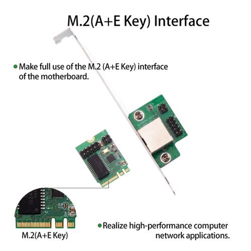 M.2 A E CLÉ - Carte réseau Mini PCI Express vers 10 /100/1000M/2.5G Gigabit Ethernet
