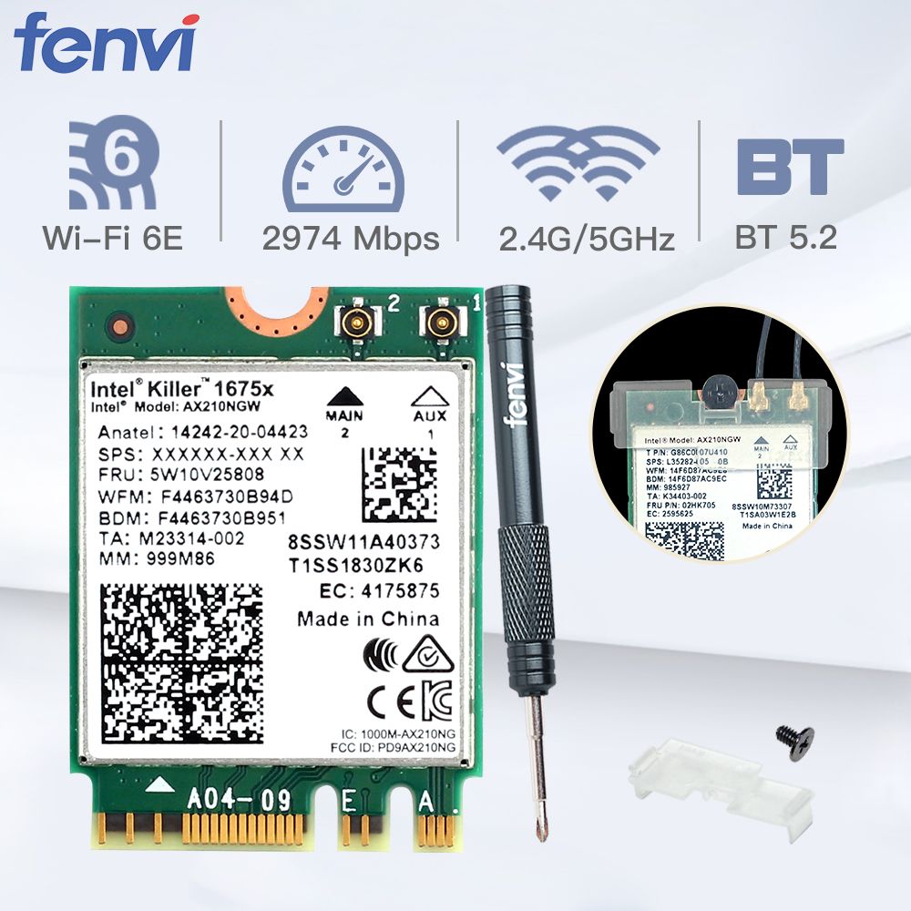 tueur 1675x - Carte Rseau Sans Fil 1675x Wi-fi 6e, 5374m, B...