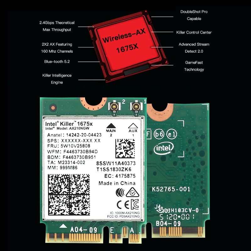 tueur 1675x - Carte Rseau Sans Fil 1675x Wi-fi 6e, 5374m, B... - 3