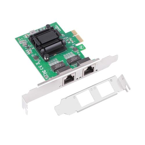 PCIe 1x carte - Carte réseau PCIe 1x pour serveur et contrôleur Ethernet pour ordinateur de bureau, adaptateur Lan, 2.5G, 10/100/1000Mbps, 2 x RJ45