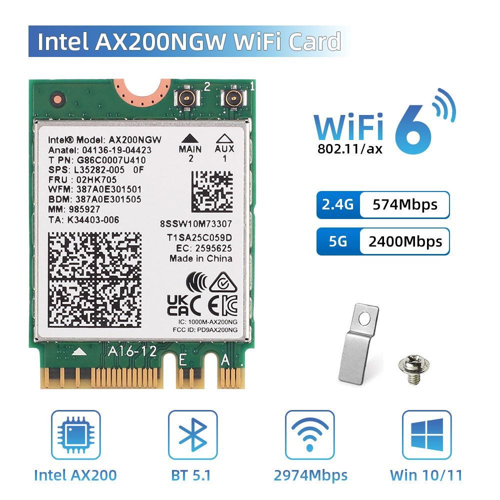 Intel ax200ngw - Carte rseau sans fil AX210NGW, Intel AX210...