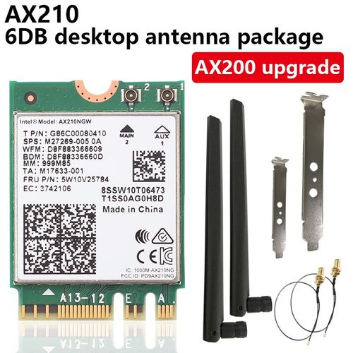 AX210 6DB - Carte Réseau Sans Fil Intel Ax210ngw 802.11ax Ax200, 5374 Mb/s, 6g, Bluetooth 5.2, Mise À Niveau, Pour Ordinateur Portable