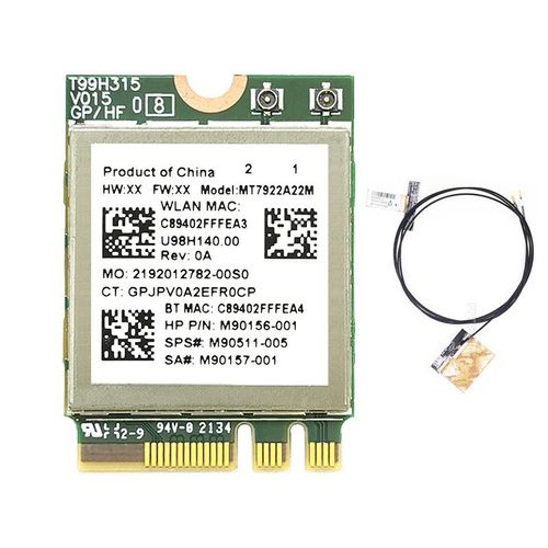 avec ipx4 - Carte Réseau Sans Fil Wi-fi 6e Mt7922, 2400 Mb/s, 2.4/5/6g, 802.11ax, M.2/ngff, Adaptateur Mu-mimo, Pour Bluetooth 5.2