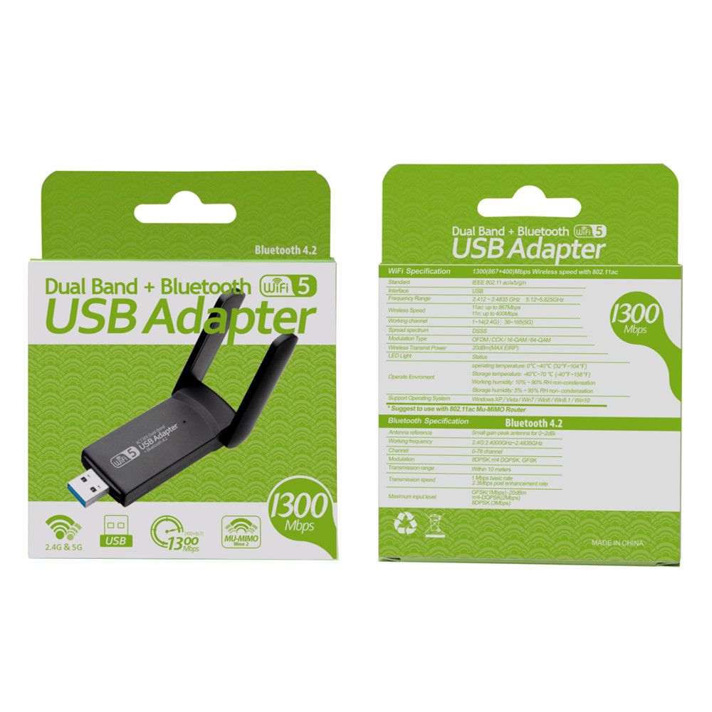 BT et WiFi - Carte Rseau Sans Fil Usb 2.4, 1300/5g, 3.0 Mb/... - 2