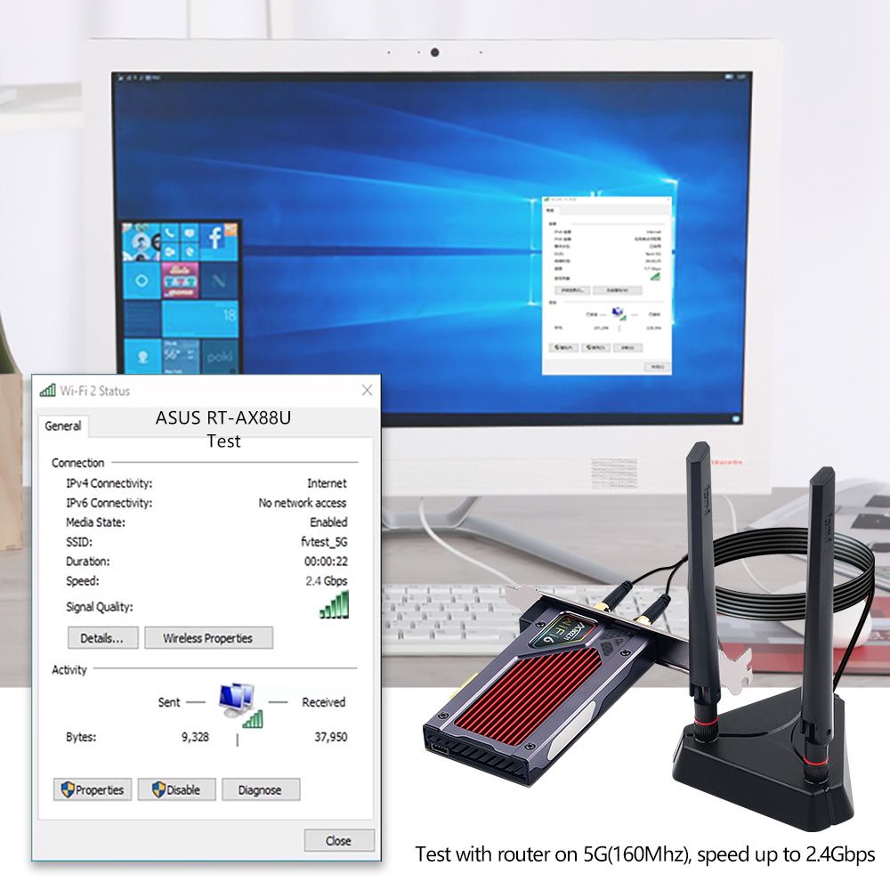 Fv-axe3000 - Carte Wi-fi 6e Ax210 Pcie, Adaptateur Wi-fi San... - 3