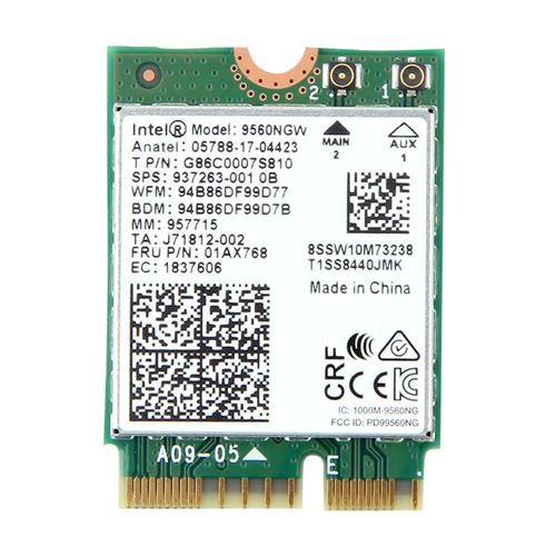 Carte Wi Fi Intel 9560 9560ngw, double bande, 2.4G/5GHz, sans fil, Bluetooth 5.0, stérilisation 11ac m.2 cnvi