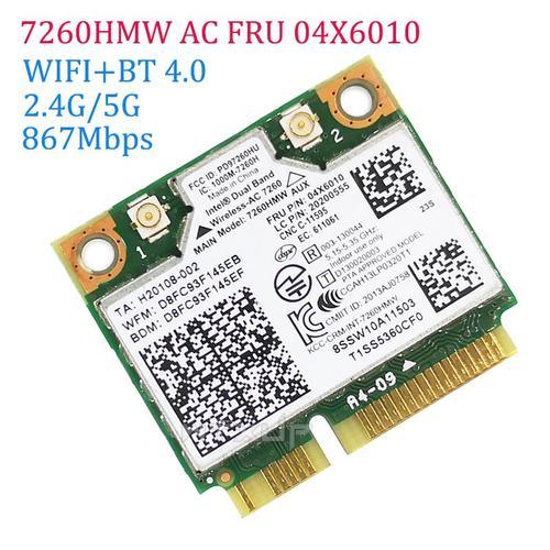 Carte Wi Fi Half Mini PCI e pour Lenovo THINKPAD l's, Sfts, S540, Efts, E540, Touristors Band, Sans fil, AC 7260HMW, 7260AC, FRU:04X6090, 04X6010