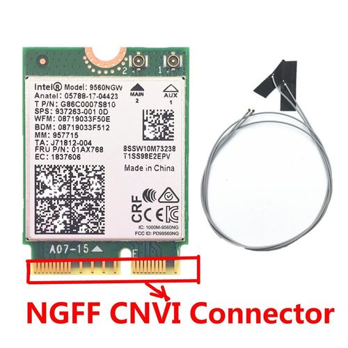 carte wifi seulement - Carte Wifi Ac 9560 Ac 2.4/5g 2x2 Pour Intel 9560ngw 802.11ac Ngff Cnvi, Sans Fil, Double Bande, Avec Bluetooth 5.0 Et Antennes