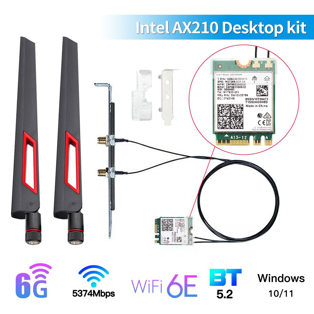 Kit WiFi 6E AX210 - Carte Wifi Sans Fil Intel Ax210 802.11ax... - 2