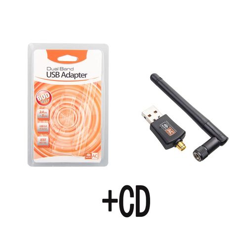 Conducteur de CD B - Creacube Carte réseau USB sans fil, récepteur Wifi, 600m, 2.4/5G, antenne pour touristes, pour ordinateur, LAN, pour PC