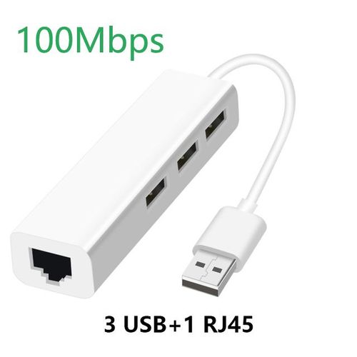 USB 100Mbps - Ethernet USB avec CONCENTRATEUR USB 3 Ports 2.0 RJ45 Lan Carte Réseau USB vers Adaptateur Ethernet pour Mac iOS Android PC RTL8152 USB 2.0 MOYEU