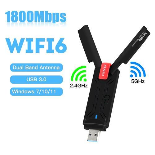 Ax1800 - Fenvi Carte réseau Wifi 6 USB 1800Mbps pour touristes, 5.8GHz + 2.4GHz, mini récepteur USB 3.0, adaptateur sans fil, base arc en ciel