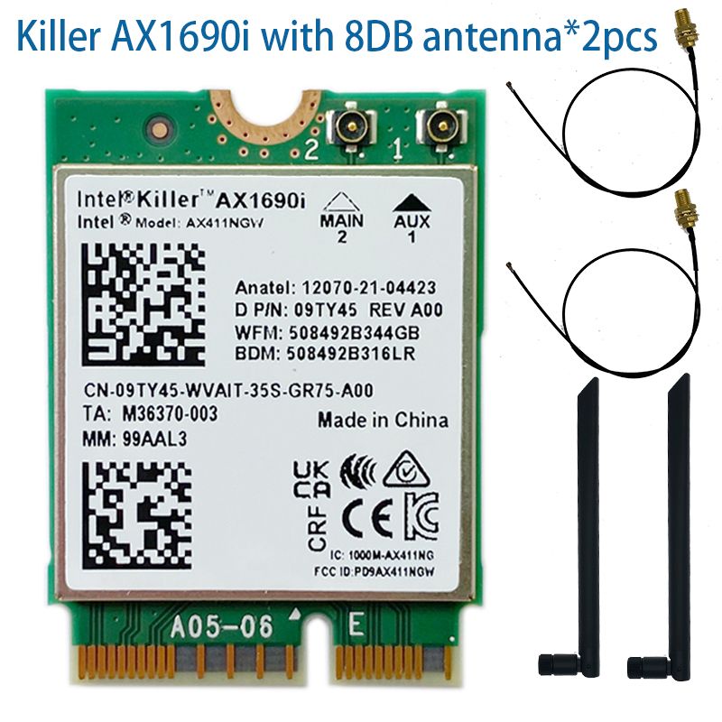 Antennes AX1690I 8DB - Intelwi-fi 6e Ax411 Intel Tueur Ax16...