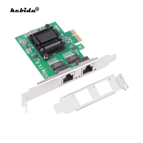 Kebidu 2 * Rj45 Port Lan Adaptateur Réseau Carte Pcie 1x Gigabit Double Port Serveur 10/100/1000mbps Contrôleur Ethernet Pour Ordinateur De Bureau