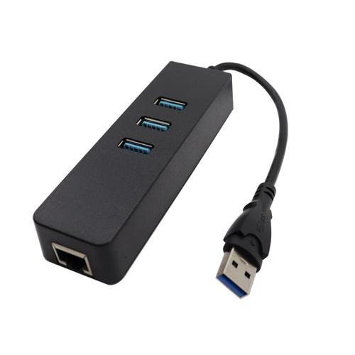 Noir - Hub Usb 3.0 Vers Rj45, Adaptateur Ethernet, Carte Réseau, 10/100mbps, Câble Internet Lan, Pour Macbook, Mac, Ordinateur De Bureau