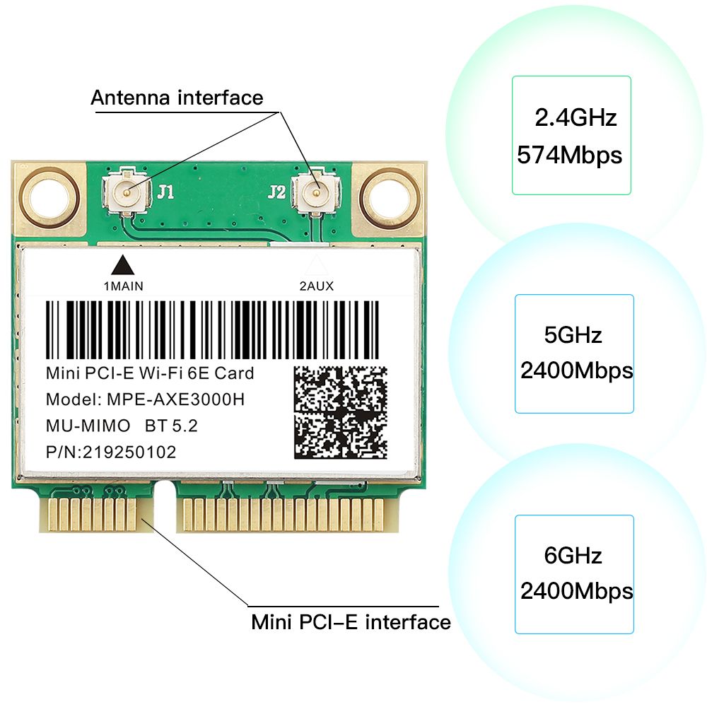 Seule carte - Mini Carte Rseau Pcie Wi-fi 6e Ax210, 5374 Mb... - 3