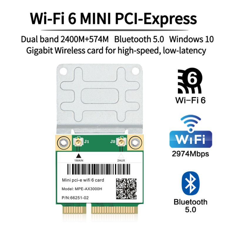 MPE-AX3000H - Mini Carte Rseau Sans Fil 6e Pcie, Wi-fi 6ghz...