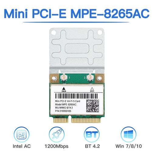 MPE-8265AC - Mini Carte Réseau Sans Fil 6e Pcie, Wi-fi 6ghz/5g/2.4ghz, Bluetooth 5.2, Intel Ax210, Wlan, 802.11ax, Windows 10