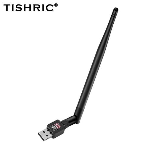 Antenne WiFi USB - TISHRIC Clé de carte réseau Lan sans fil, antenne USB, adaptateur Wi Fi, ordinateur de bureau, ordinateur portable Windows, clé Ethernet, 2.4GHz, 150Mbps