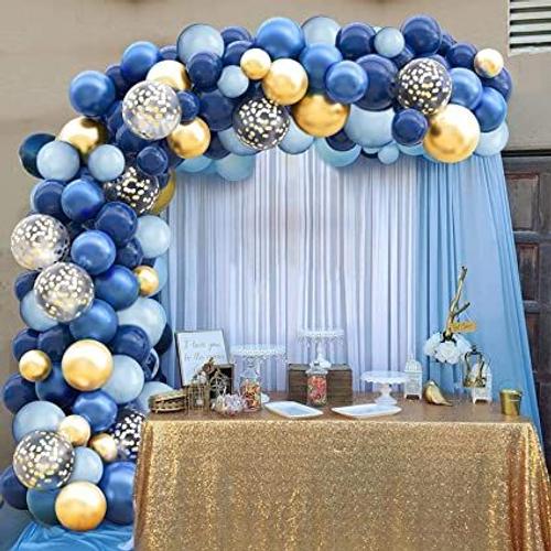 133 arcs de ballons d'anniversaire bleu et or, kit d'arcs de ballons bleu  marine, ballons bleu et or anniversaire garçon fille mariage cérémonie de  remise des diplômes anniversaire