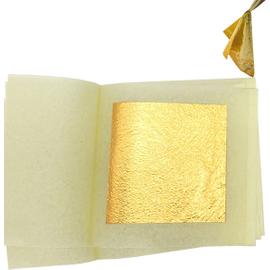 SIM GOLD LEAF lot de 10 feuilles d'or pur alimentaire 43 mm X 43 mm 24  carats 100% veritable