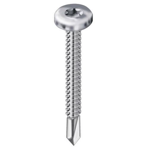 Vis autoperceuses tête cylindrique empreinte Torx acier zingué blanc entièrement filetées, 4,8x31,7mm boîte de 250 pièces