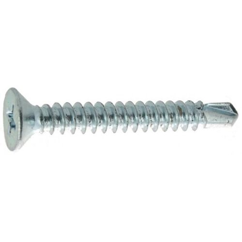 Vis autoperceuses tête fraisée empreinte Phillips acier zingué blanc entièrement filetées, diamètre 3,5 mm, longueur 25,4 mm, bo
