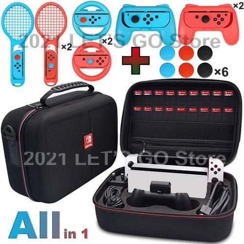 Accessoires De Jeu Nintendo Switch Oled Srorage Bag Case 2 Raquettes De Tennis Au Volant 2 Poignées 6 Housses[Article Pour Ce Lien:13 In1 Package ]