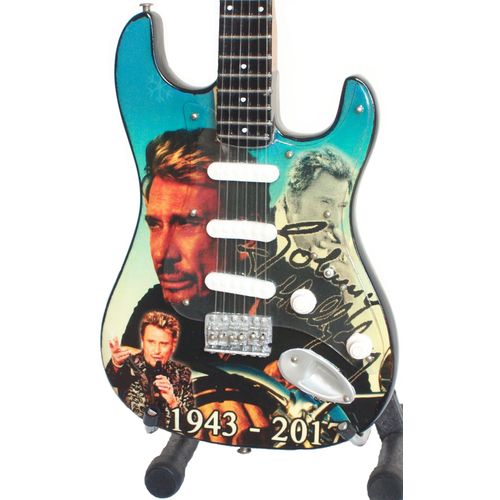 Guitare Miniature Stratocaster Hommage À Johnny Hallyday "Le Biker"
