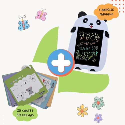 Creativpad - Pack Ardoise Magique Mon Petit Panda 9 Pouces + Cartes Dessin Par Étapes