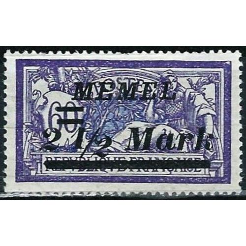 Lituanie, Enclave De Memel Sous Adm Francaise 1922, Beau Timbre Yvert 71, Type Merson 60c. Violet Et Bleu Avec Surcharge "Memel 2 1/2 Mark", Neuf*