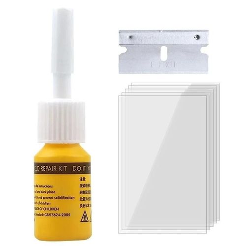 Jaune - Kit De Réparation De Pare-Brise De Voiture-Avec Seringues De Pression Pour Réparer Les Éclats De Pare-Brise, Les Fissures, Les Fissures En Forme D'oeil De Taureau, En Forme D'étoile Et Demi-Lune