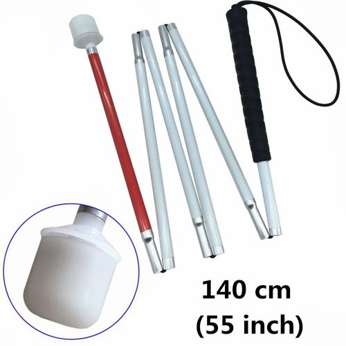 Canne De Mobilité Pliante En Aluminium,Canne Blanche Avec Poignée Noire Pour Les Aveugles,Se Replie En 6 Sections,125cm-155cm - Type 140cm (55 Inch)