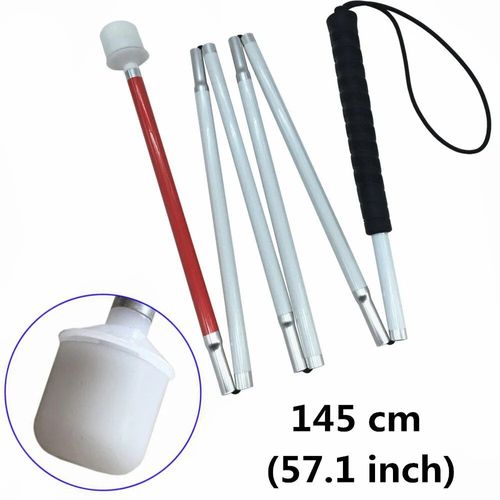 Canne De Mobilité Pliante En Aluminium,Canne Blanche Avec Poignée Noire Pour Les Aveugles,Se Replie En 6 Sections,125cm-155cm - Type 145cm (57.1 Inch)