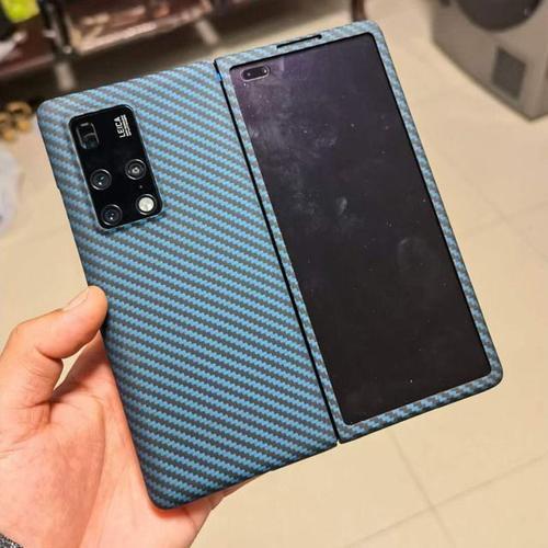 Étui De Protection Ultra-Mince En Fibre De Carbone Et Aramide Pour Huawei Mate X2 Coque De Téléphone Portable Anti-Télourisme [Article Pour Ce Lien, Style :Matt Blue Volcano, Taille: En Fiber De Carbone ]